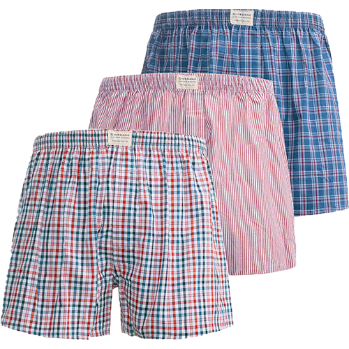 【3件装】纯棉宽松格纹内裤男士宽腰可外穿阿罗裤平角男士内裤