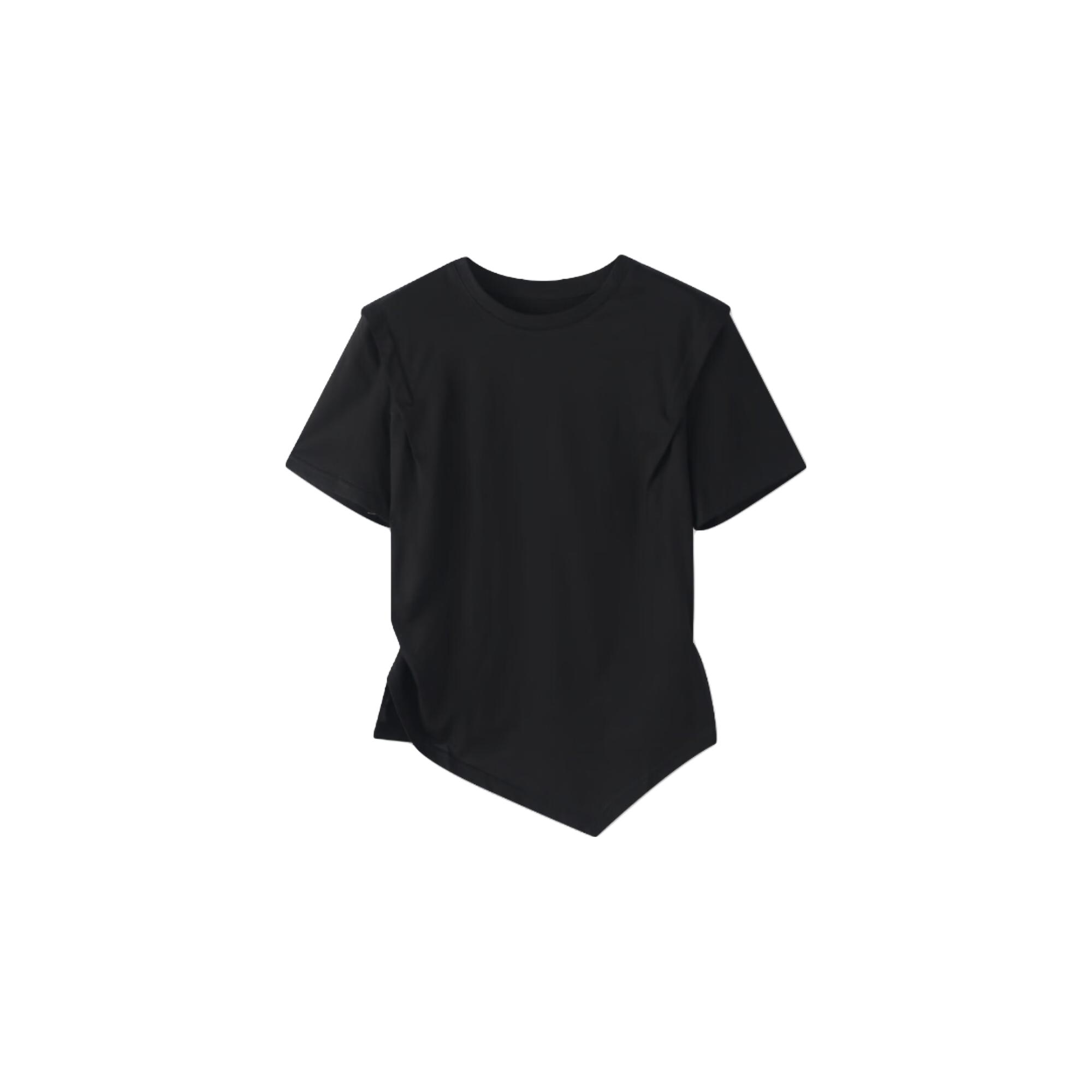 Basic House/百家好BH 简约百搭夏季纯色时尚休闲T恤 B0633B5A092 黑色 L（120-140斤）