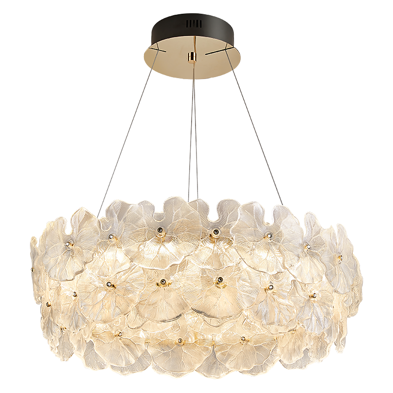 帕莎法式吊灯客厅全光谱护眼2024设计师艺术玻璃荷叶卧室吊灯 单圈60cm-天猫精灵