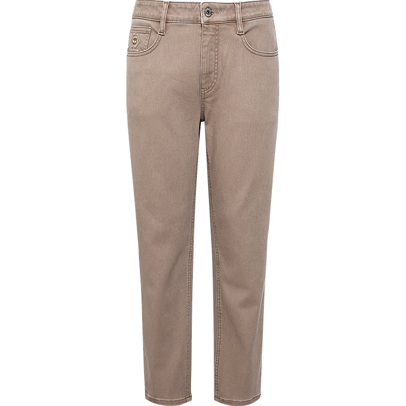 利郎加绒牛仔裤男冬季裤子2025新款中腰窄脚九分裤修身微弹男裤 白/杏（G5DNZ00701） 3