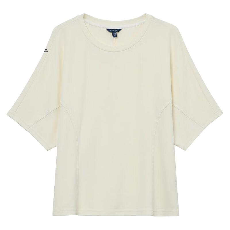 诺帝卡（NAUTICA）女装23春夏新款休闲亲肤短袖圆领套头T恤女32TV01 白色1BW M