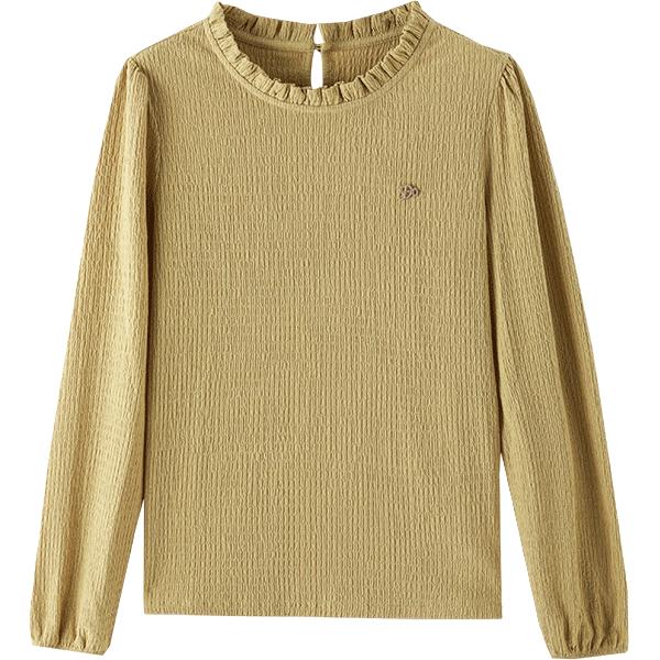 恒源祥长袖t恤女2023春秋女士圆领宽松高档上衣打底衫品牌衣服Z8661 黄色 XL