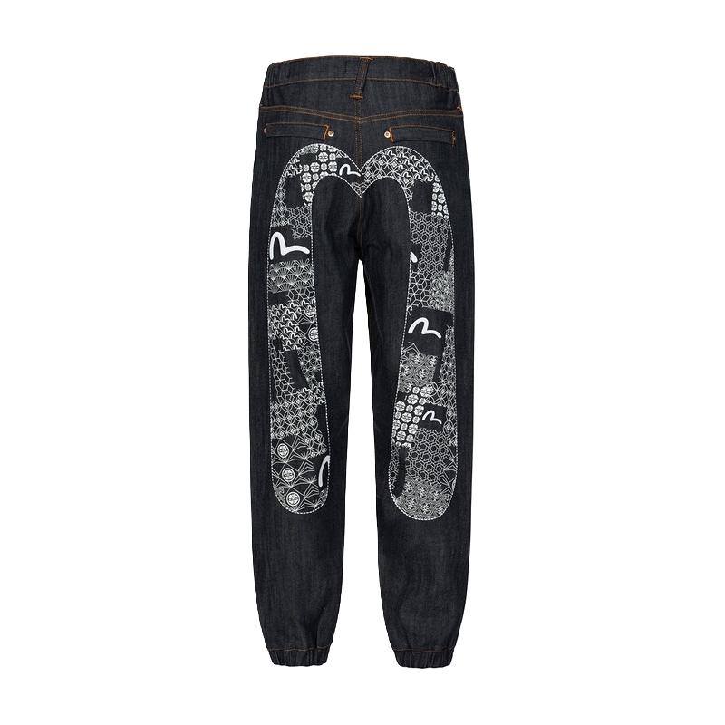 EVISU  男士家花图案印花牛仔裤2EAHTM3JO7907LFCS 牛仔蓝 XXL