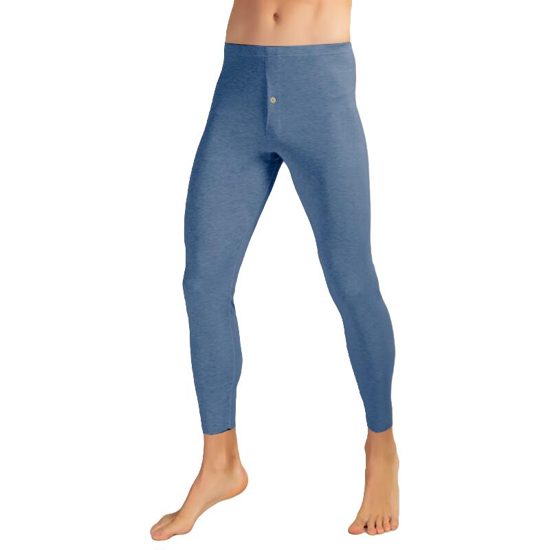 皮尔卡丹超细旦莫代尔男士保暖裤冬季单件无痕薄款秋裤打底裤 花灰蓝色 L