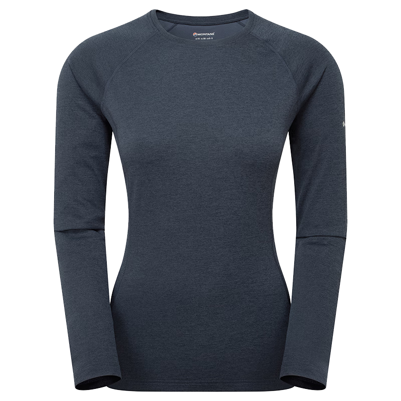 MONTANE盟泰恩DART LONG SLEEVE 女款户外运动长袖排汗防晒衣轻薄圆领t恤 ECLIPSE BLUE 日蚀蓝 S