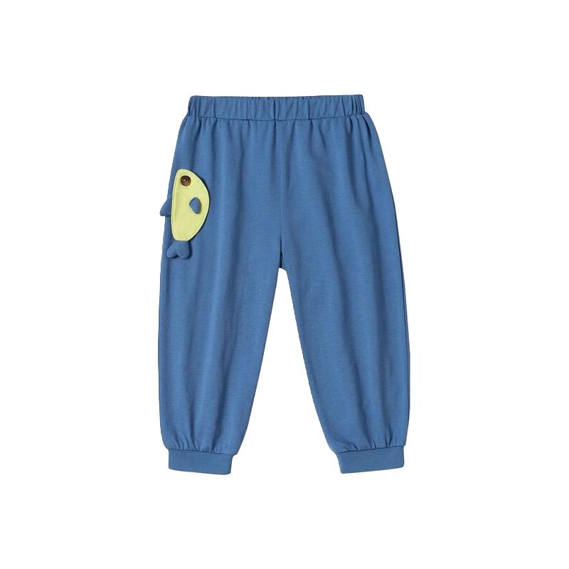 尼多熊【凉感】春季宝宝大屁屁裤索罗娜裤子春夏婴儿田鸡裤 蓝色小鱼 90cm