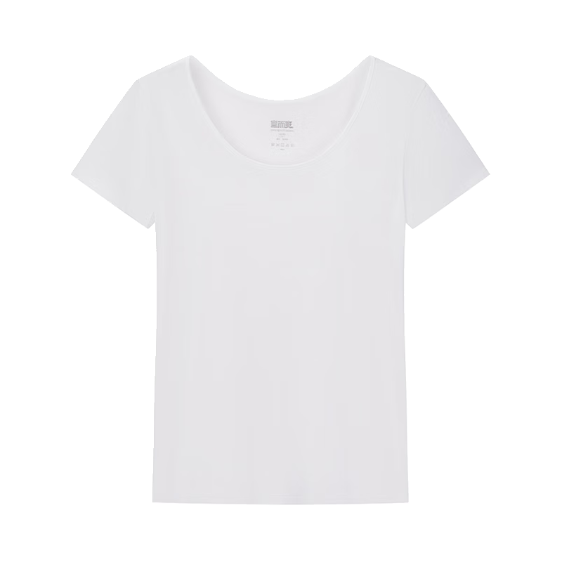 宜而爽女士60支圆领纯棉短袖衫柔软舒适打底衫T恤女白色XXL/175