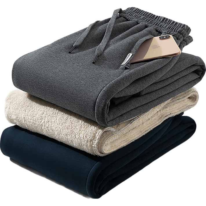 猫人男士休闲裤【羊羔绒】加厚加绒秋冬季青年保暖简约长裤子男装卫裤