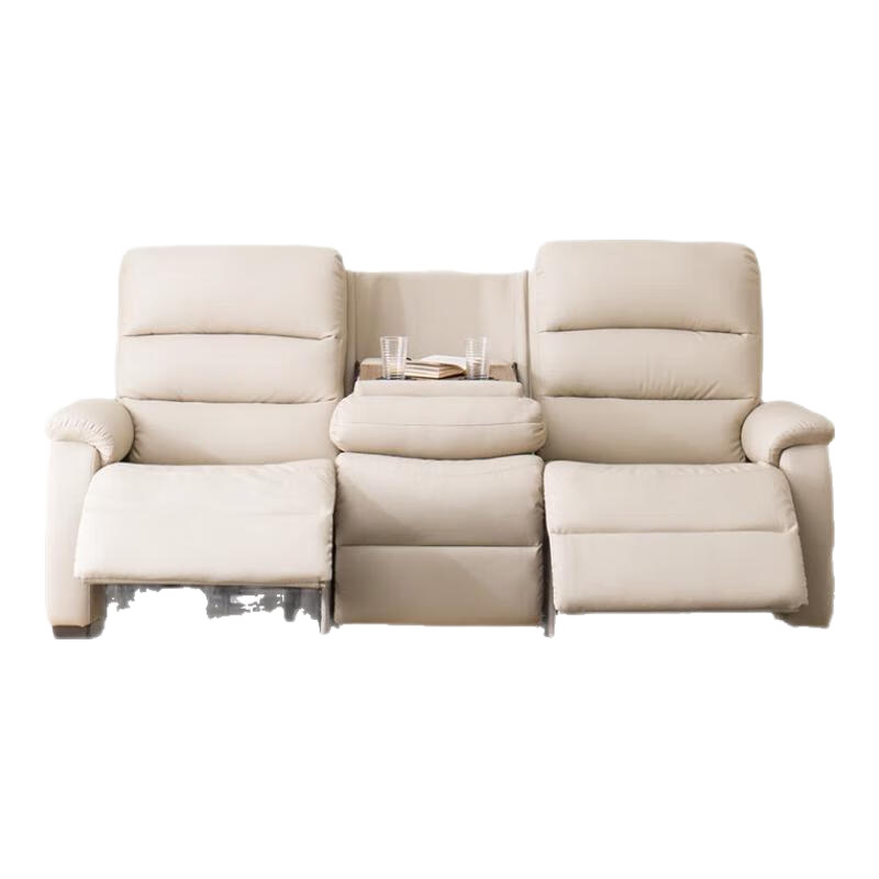 NITORI宜得利家居 家具 客厅电动真牛皮3人位电动沙发 彼利波4 米色