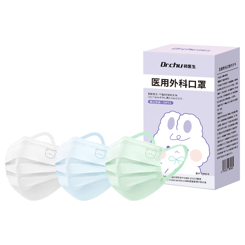  DR.CHU/初医生 独立包装 医用外科口罩  【软萌小兔】独立30只装 M