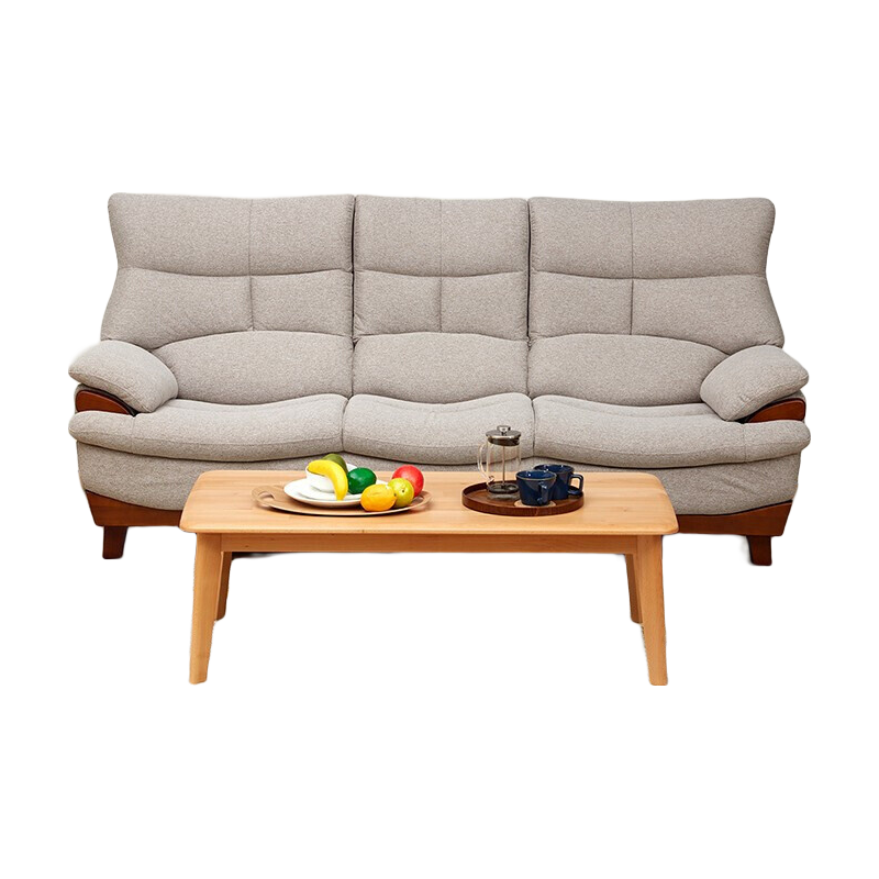 NITORI宜得利家居 家具 现代简约布艺软包实木沙发三人位 波比QH-31 脚凳布 波比 QH-31 米色