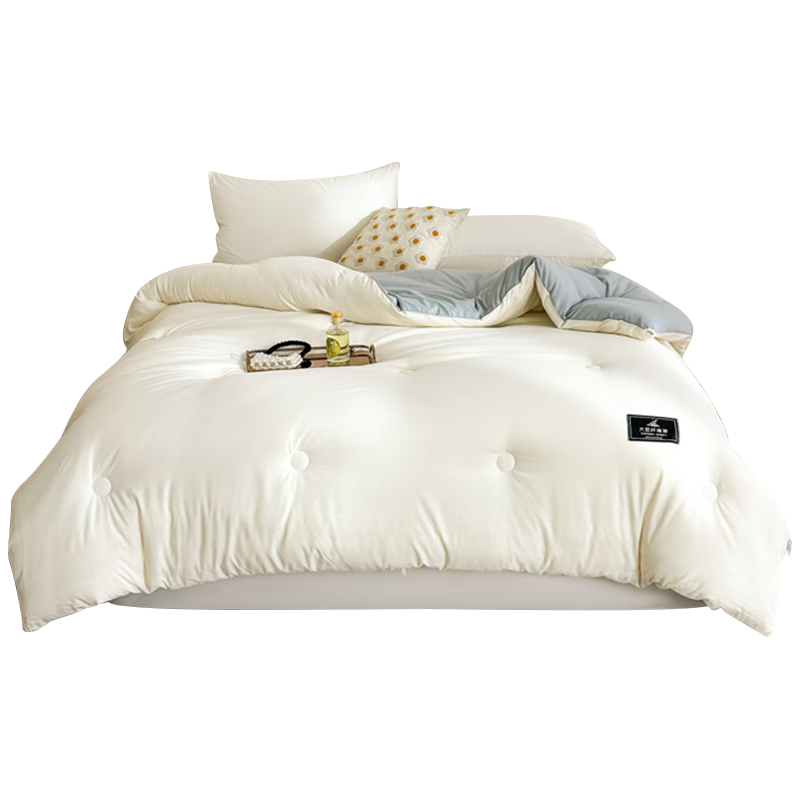 皇朝家私 被子被芯  羽绒羽毛被防钻绒白鹅毛被冬天加厚保暖冬被双人全棉被褥  时尚灰  200*230cm