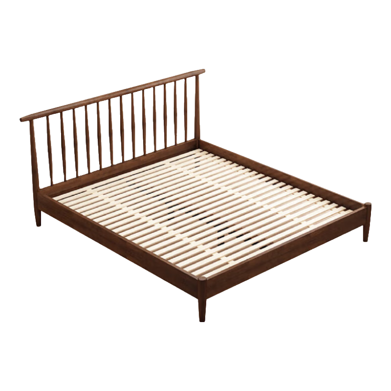 家逸实木床主卧双人床北欧卧室家具轻奢现代简约1.8米婚床原木色 原木色【竖琴款】1.8米