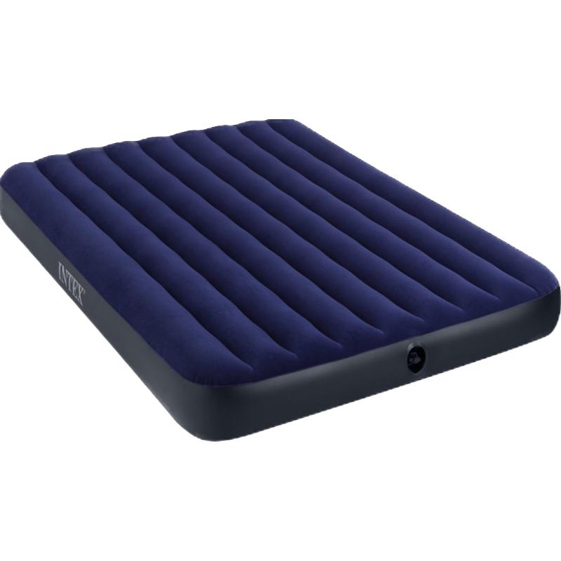 INTEX 蓝色植绒单人充气床垫 居家躺椅 户外防潮垫 露营帐篷气垫床【赠充气泵】68950