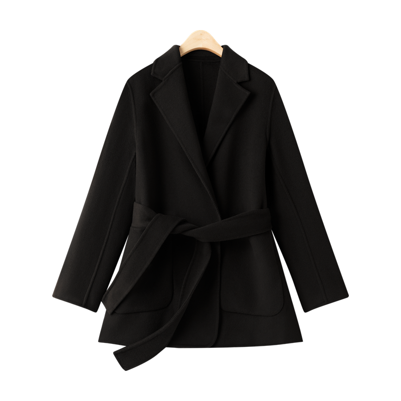 春竹 经典内扣冬季中长款流行元素气质通勤双面呢纯色羊毛大衣简约外套