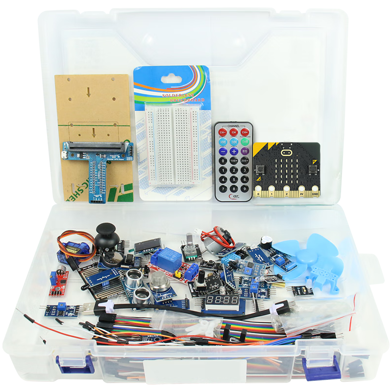 创乐博 Microbit 趣味学习套件 图形化程STEM青少年人工智能python程 B套餐 初级套件（含主板） V2 2.2主板