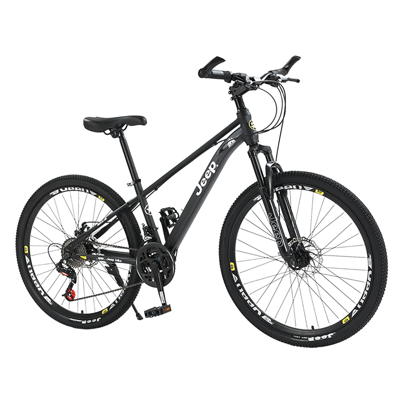 吉普（JEEP）自行车山地车成人男女双碟刹减震27速26英寸变速越野运动中学生代步公路单车-金属灰 牧马人-辐条轮-骑士黑 26寸27速
