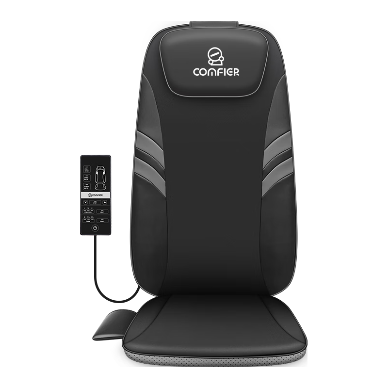 COMFIER按摩坐垫 按摩靠垫背部腰部按摩仪揉捏热敷多功能全身推拿家用 轻薄款坐垫（第二代）黑色