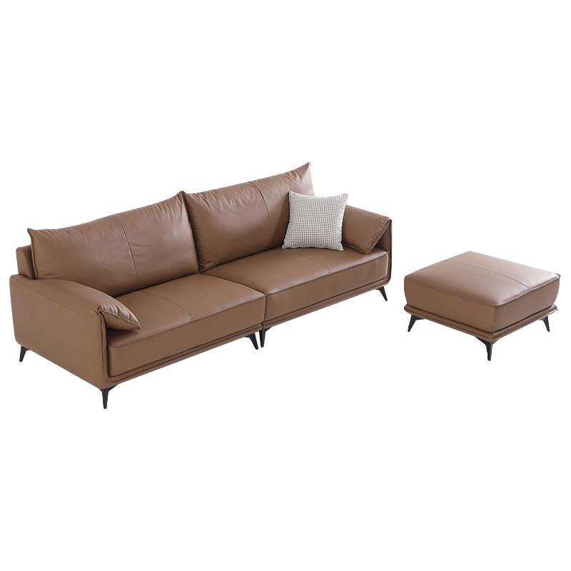 掌上明珠意式轻奢头层牛皮小户型客厅直排简约大象耳朵真皮沙发MZ