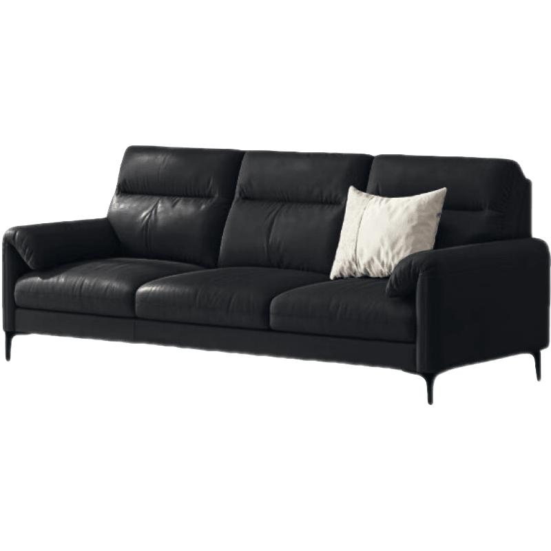 维莎意式极简真皮沙发轻奢头层牛皮软包沙发小户型三人位客厅家具 三人位2.2m黑色
