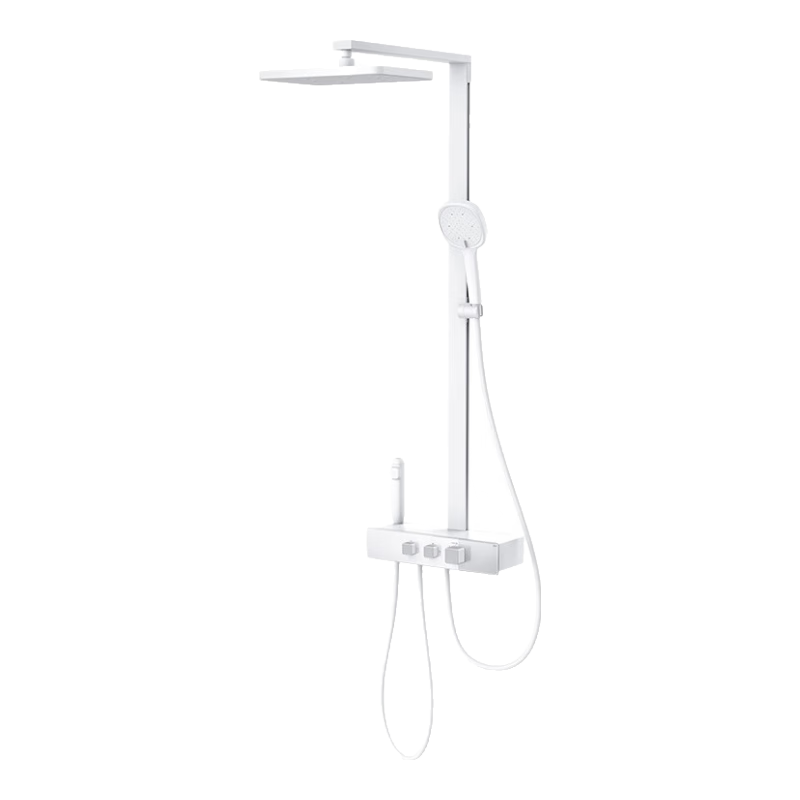 瑞尔特淋浴花洒套装增压自动除垢大顶喷多功能控温花洒 K20奶白色