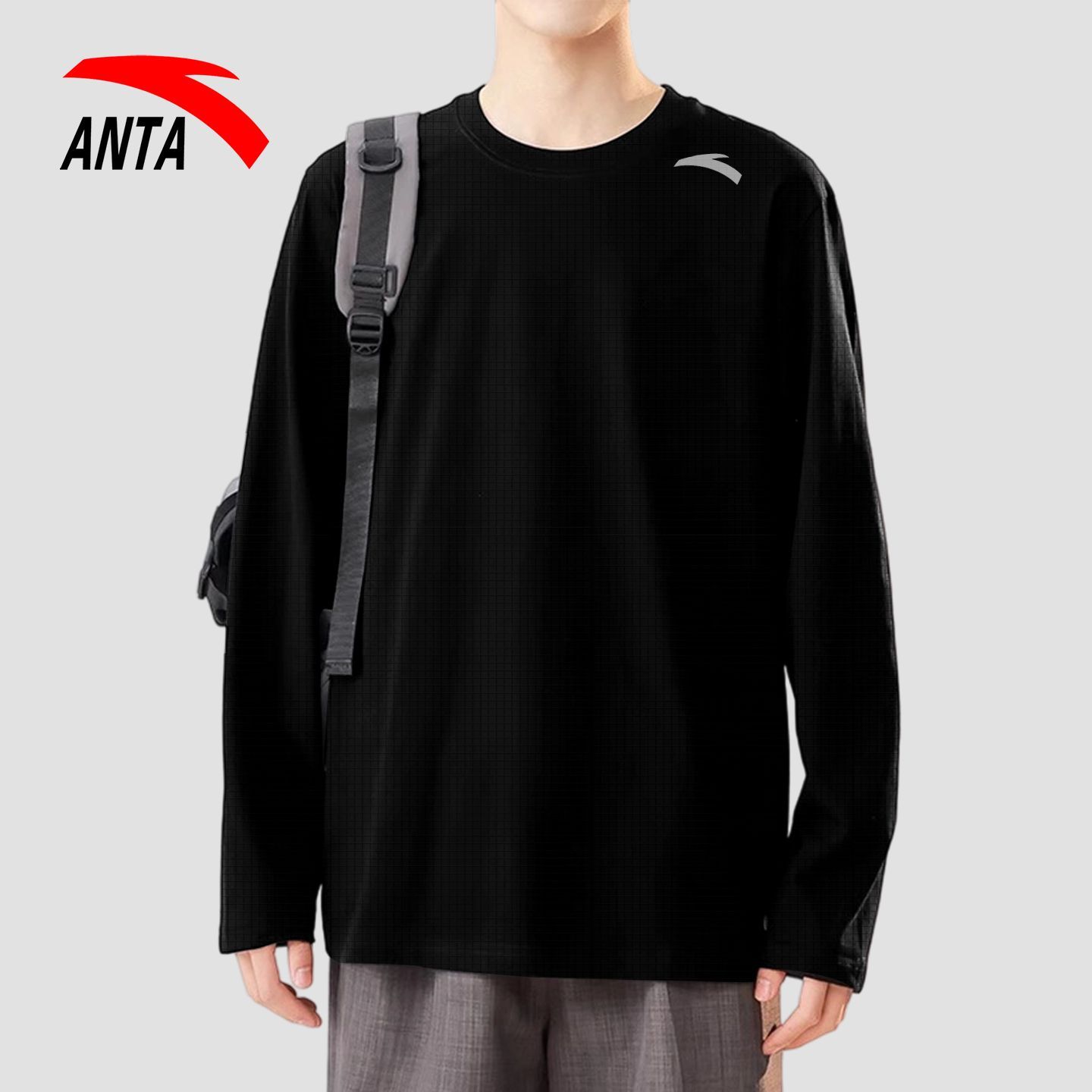 安踏速干衣长袖t恤男2025冬季跑步训练上衣透气运动服男