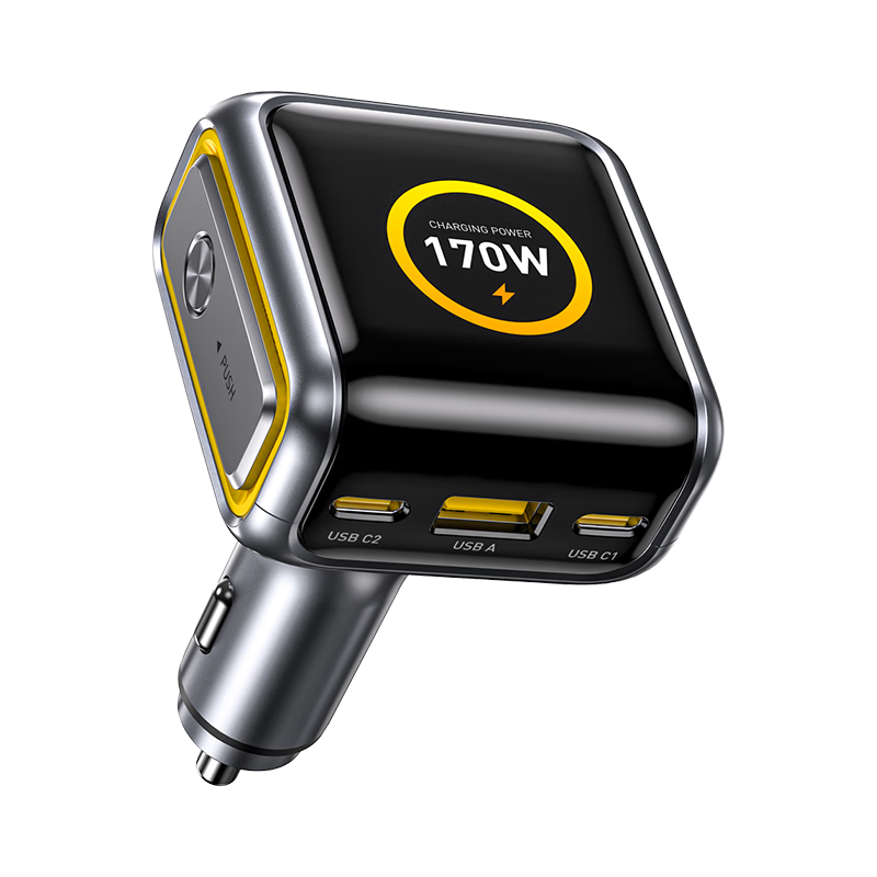 Aohi奥海170W智能Ai动画屏车载充电器PD3.1 140W点烟器快充头汽车充电转换器 UFCS协议