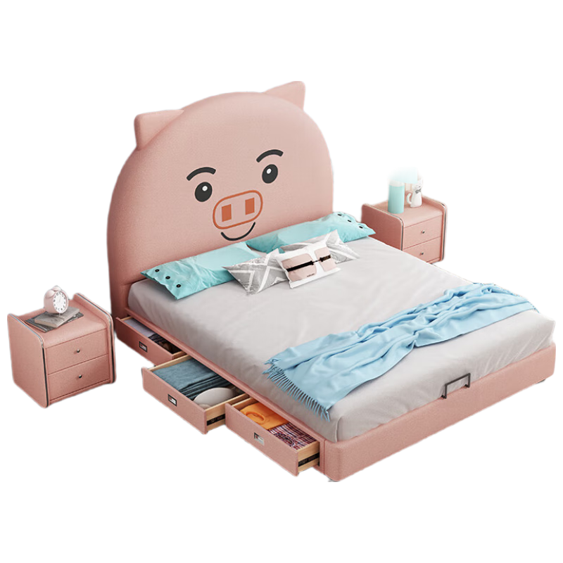 奈高NG（NAIGAO）现代简约创意轻奢学生床储物高箱抽屉网红卡通十二生肖猪款1.5米