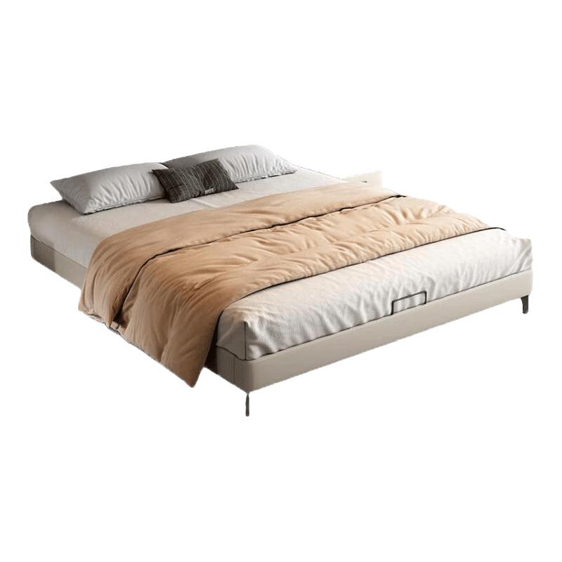 布雷尔 Buleier真皮床意式极简小户型床架无床头现代简约双人床1.8米卧室家具 1.5m单床+8018#椰棕床垫 无靠包+10公分钢木排骨架框架版