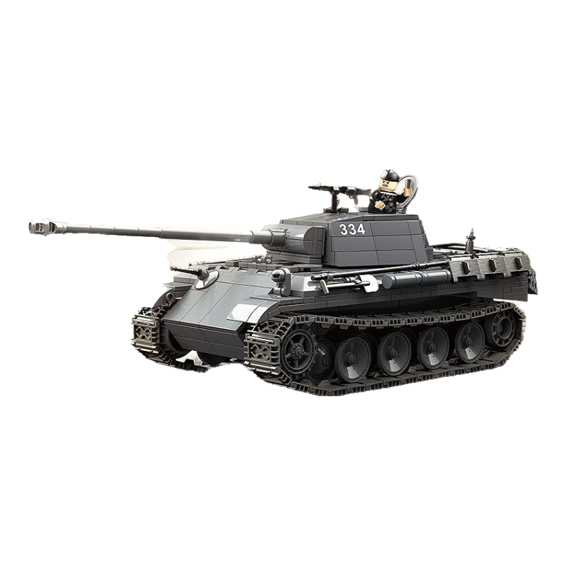 全冠积木坦克积木二战军事系列绝地求生虎式坦克玩具模型斯大林坦克玩具 德国豹式坦克（1180片)