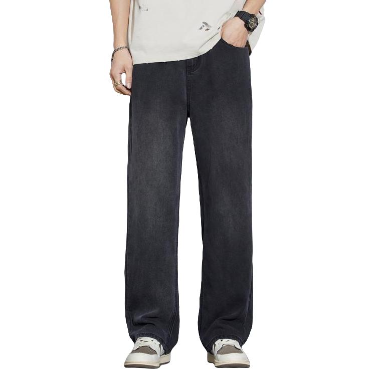 爱肯 冰丝薄款夏季热销男式牛仔裤男青少年直筒宽松阔腿宽松休闲裤男