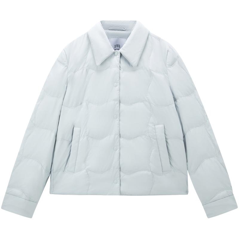 【轻薄奶布丁】太平鸟衬衫式羽绒服女25新女士保暖内搭短外套*