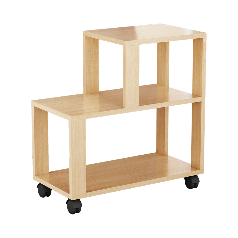 帅力边桌 沙发边可移动储物小边几床头带轮收纳书架三层原色SL8233C 浅胡桃色