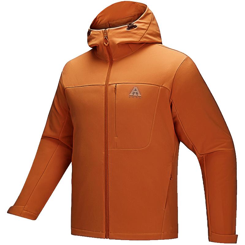 安踏奥特莱斯火壳软壳衣大地之壳2.0运动外套男春季加绒连帽夹克