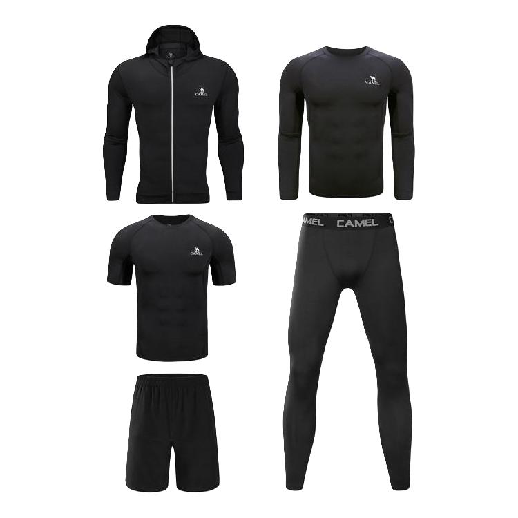 骆驼 长袖运动服跑步套装男士秋冬晨跑紧身衣训练瑜伽服五件套