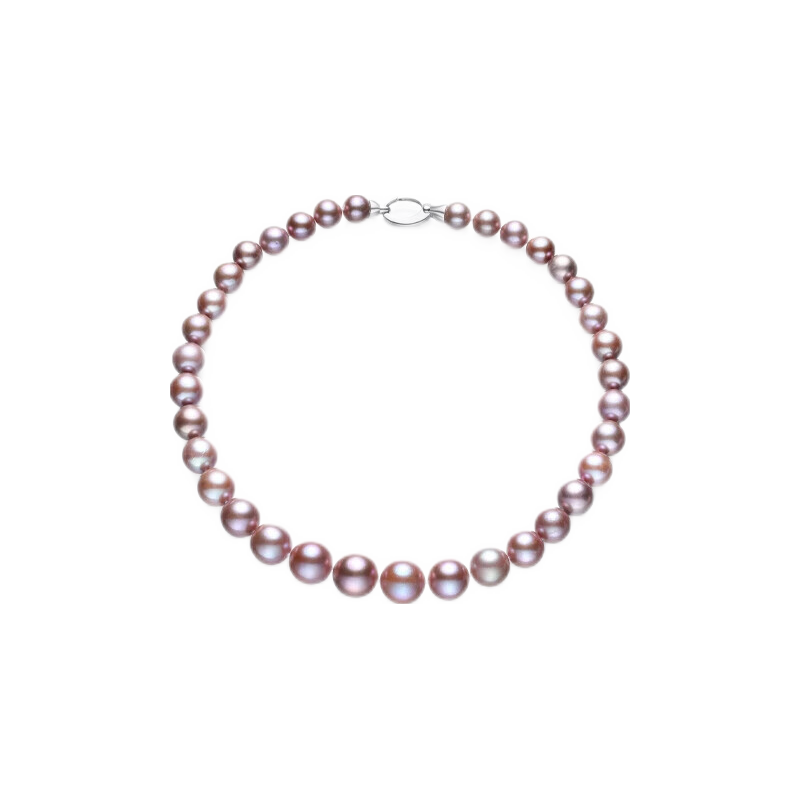 海蒂10-12mm圆珠S925银高品质淡水珍珠项链女附证书