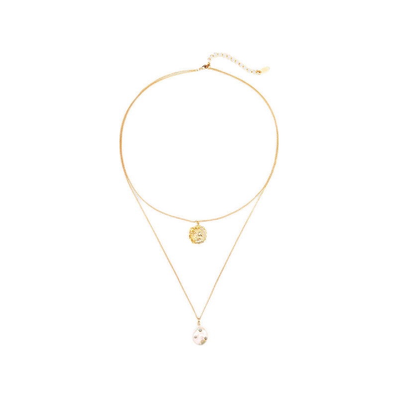 Amber Lollipop巴洛克珍珠项链女士叠戴颈链毛衣链周年 金色（巴洛克珍珠）