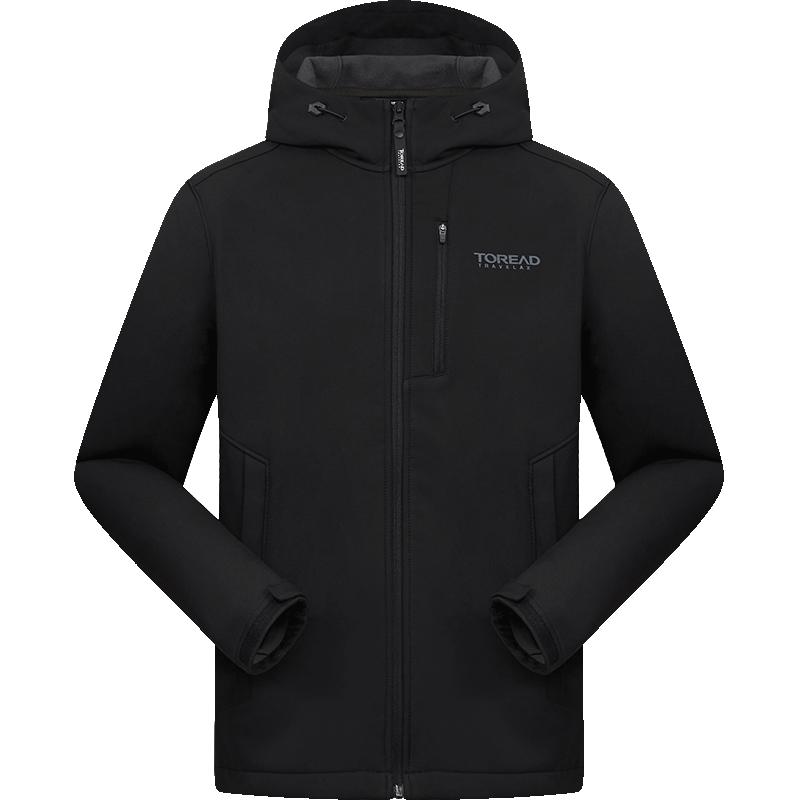 探路者 户外舒适秋冬软壳衣男式旅行外套运动服运动