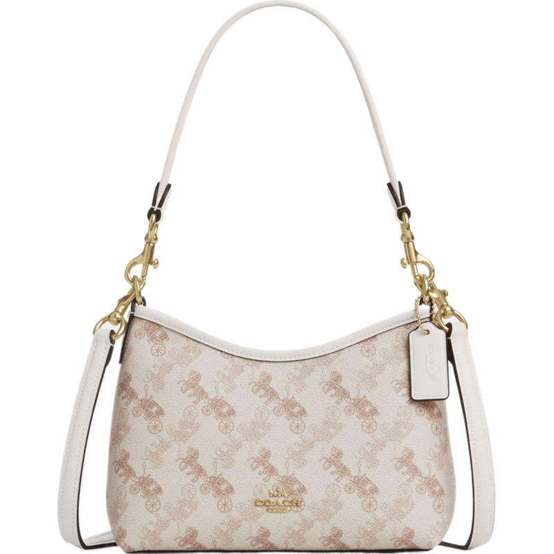蔻驰（COACH）奥莱女士马车图案印花LAUREL小号 19号 单肩包斜挎包 IM/粉笔白色 混合色
