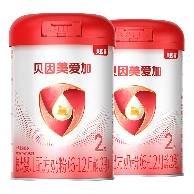 BEINGMATE 贝因美 爱加系列 较大婴儿奶粉 国产版 2段 800g*2罐
