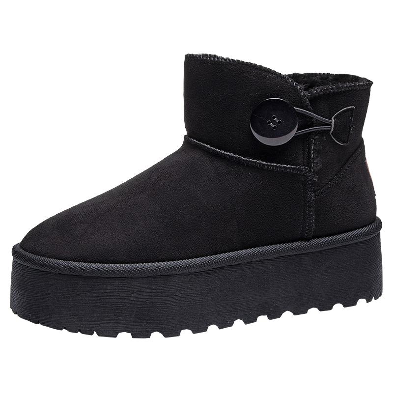 人本雪地靴棉鞋女2025冬季女款加绒加厚保暖增高厚底东北鞋子
