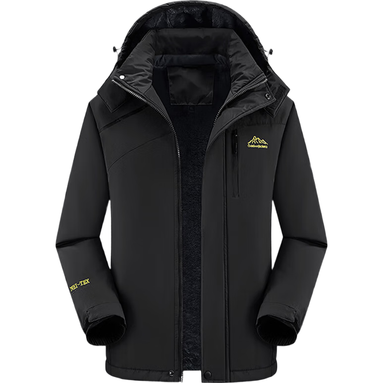Jeep 吉普 冲锋夹克男冬季抓绒防风防水登山服户外可拆卸防寒外套男4116