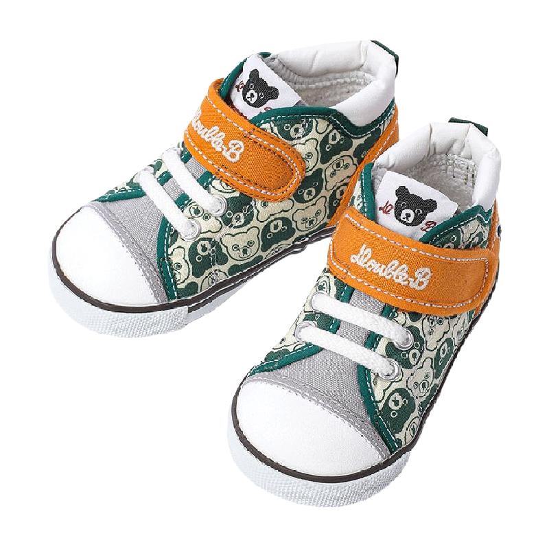 MIKI HOUSE MIKIHOUSE学步鞋男女宝宝鞋子小熊印花帆布机能鞋秋Double_B
