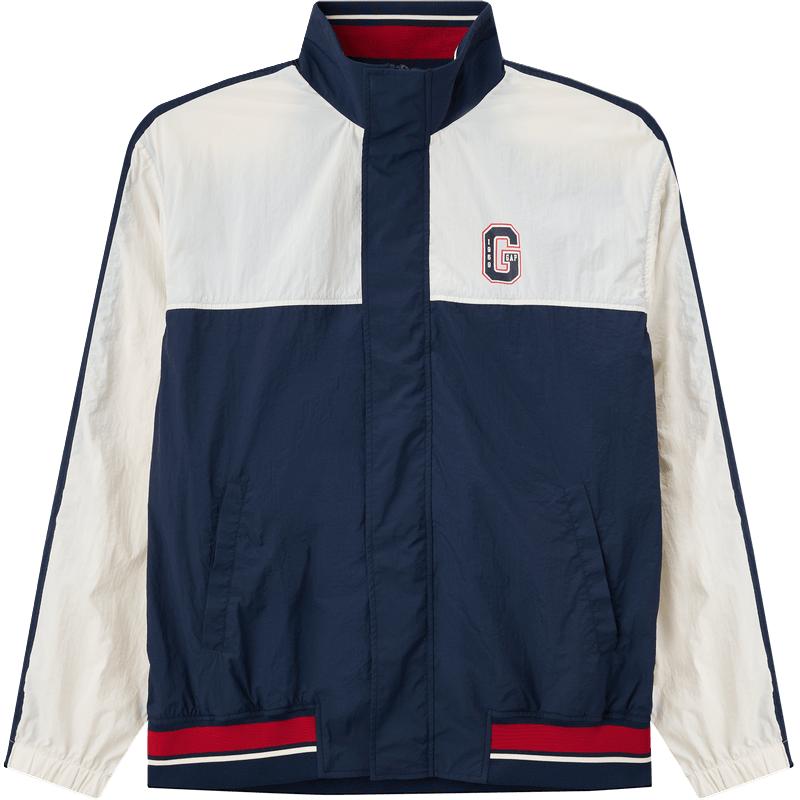 Gap男女装2024秋季UPF40+轻薄防晒衣撞色拼接立领外套637888