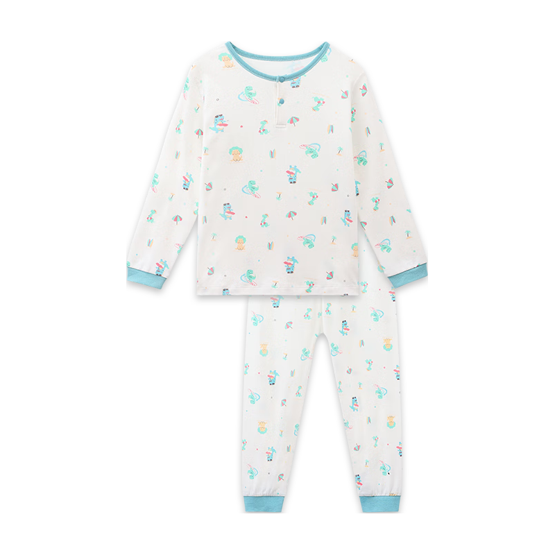 丽婴房丽婴房儿童纯棉内衣套装男童女童睡衣家居服空调服2024 玉湖蓝 110cm