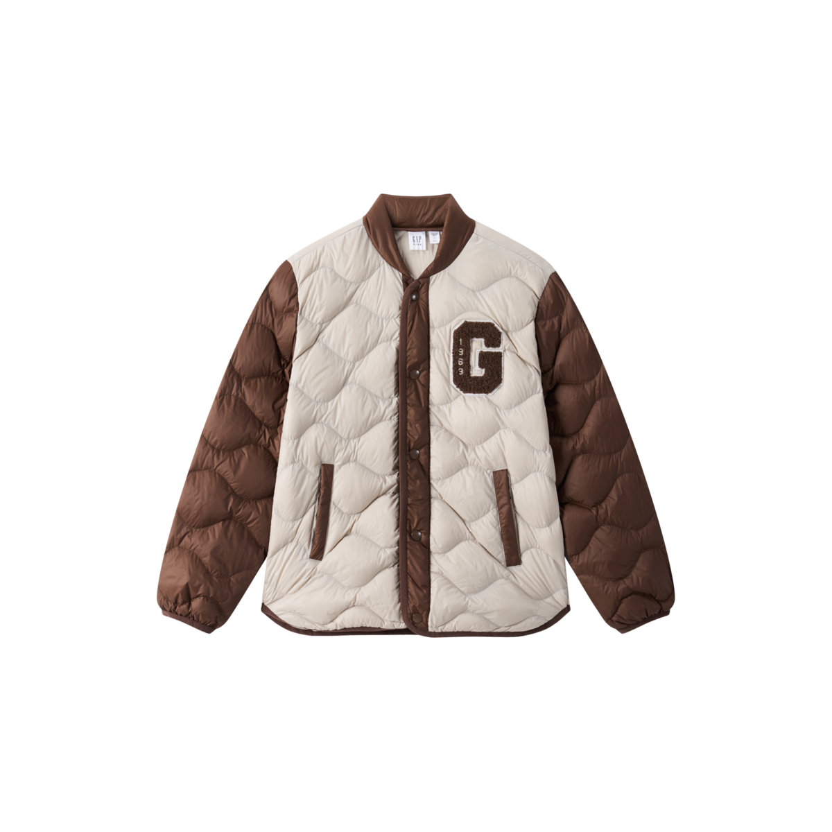 Gap【大小童同款】男女童2024秋季新款小立领641840波浪绗线羽绒服 粉色 641839 150cm(12-13岁) 亚洲尺码