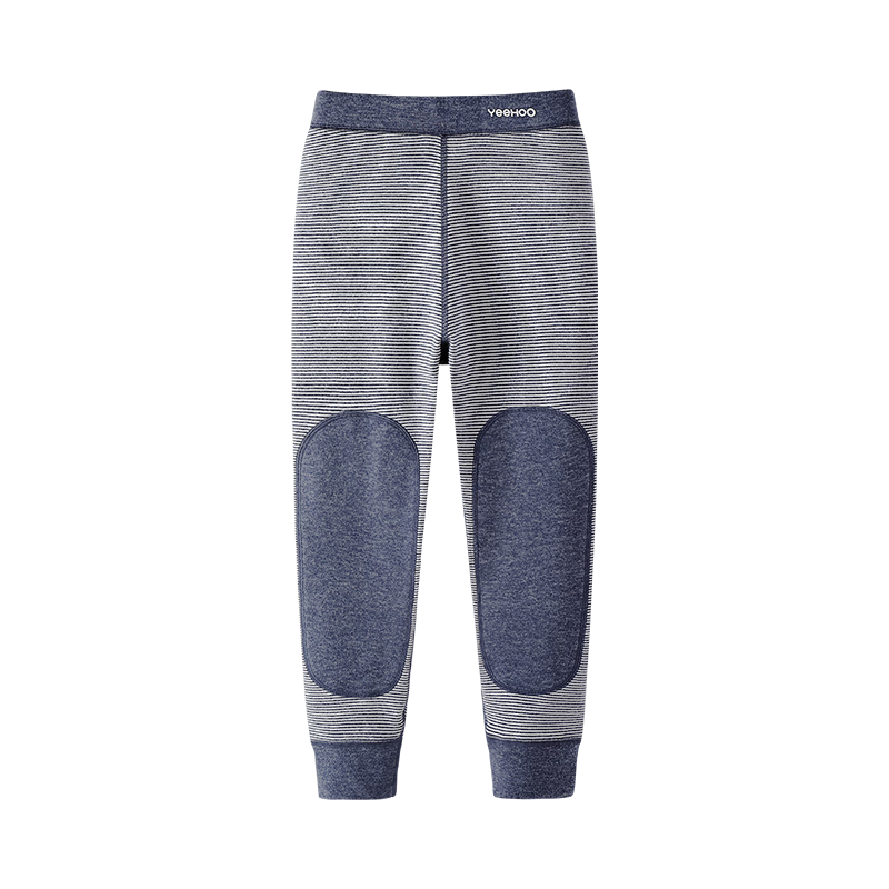 YeeHoO英氏儿童保暖裤男女童秋冬款双面磨毛锁温柔软护膝校服打底裤 蓝色【男童款】 160cm