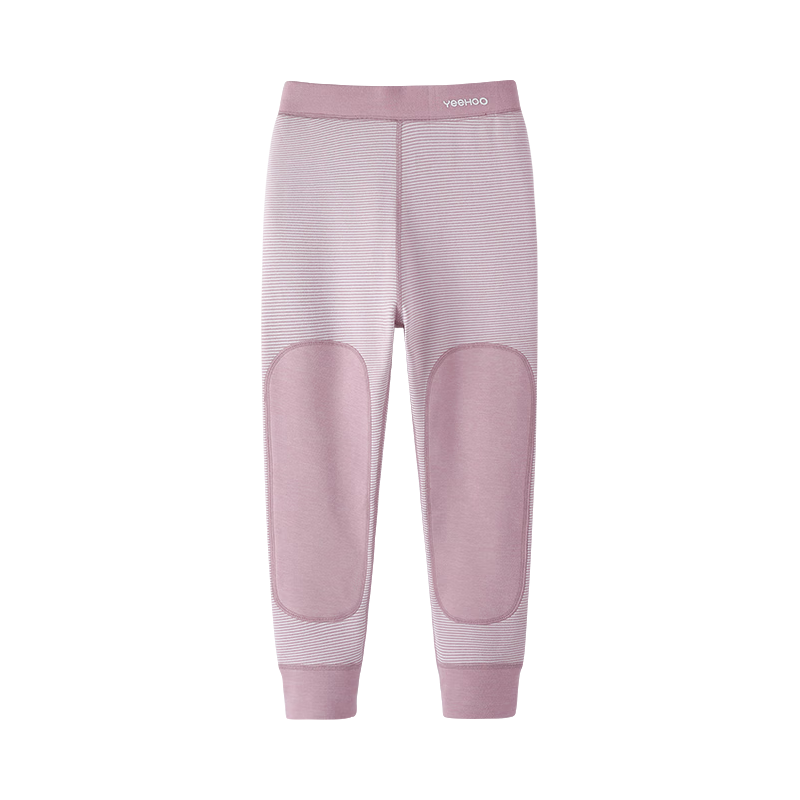 YeeHoO英氏儿童保暖裤男女童秋冬款双面磨毛锁温柔软护膝校服打底裤 紫色【女童款】 110cm