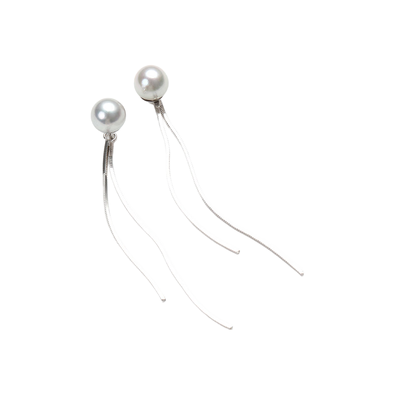 戴拉（dara）海水珍珠耳钉女真多麻强光圆形两戴耳饰