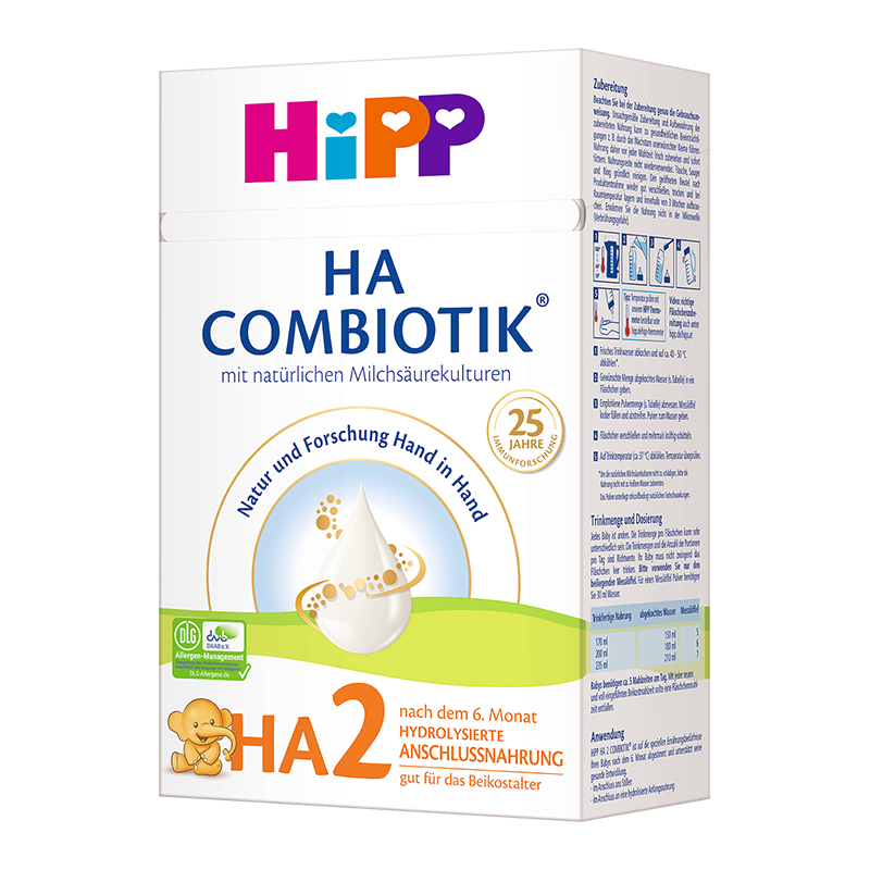 喜宝（HiPP） 德国HA超滤小分子水解奶粉 防敏 低敏婴幼儿配方奶粉 适度水解 【6罐】2段 6-24月（效期26.12）